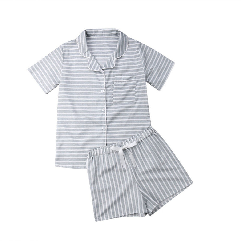 Pajamas Women&#039;s Summer 2023 New Comfortable And Casual Short-sleeved Lapel Ladies Home Suit Two-piece Set