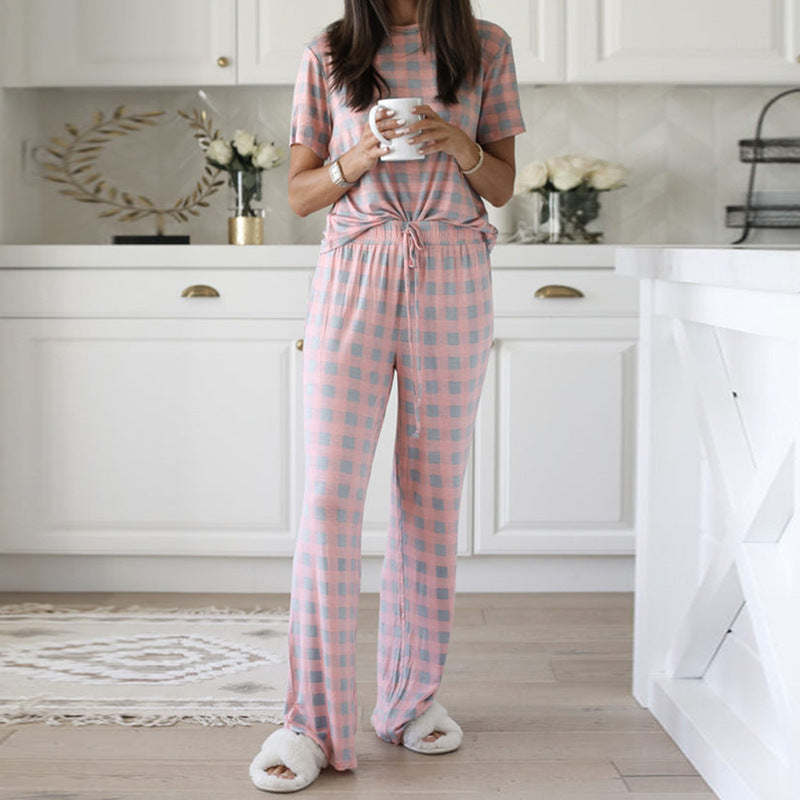 Women Printed Two-Piece Pajamas Suits