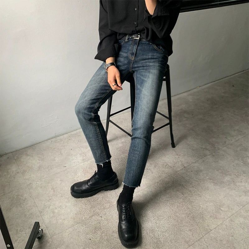 New Jeans Men&amp;#039;s Trendy Brand Korean Version Trendy Handsome Slim Feet Nine Points Casual Pants Retro All-match