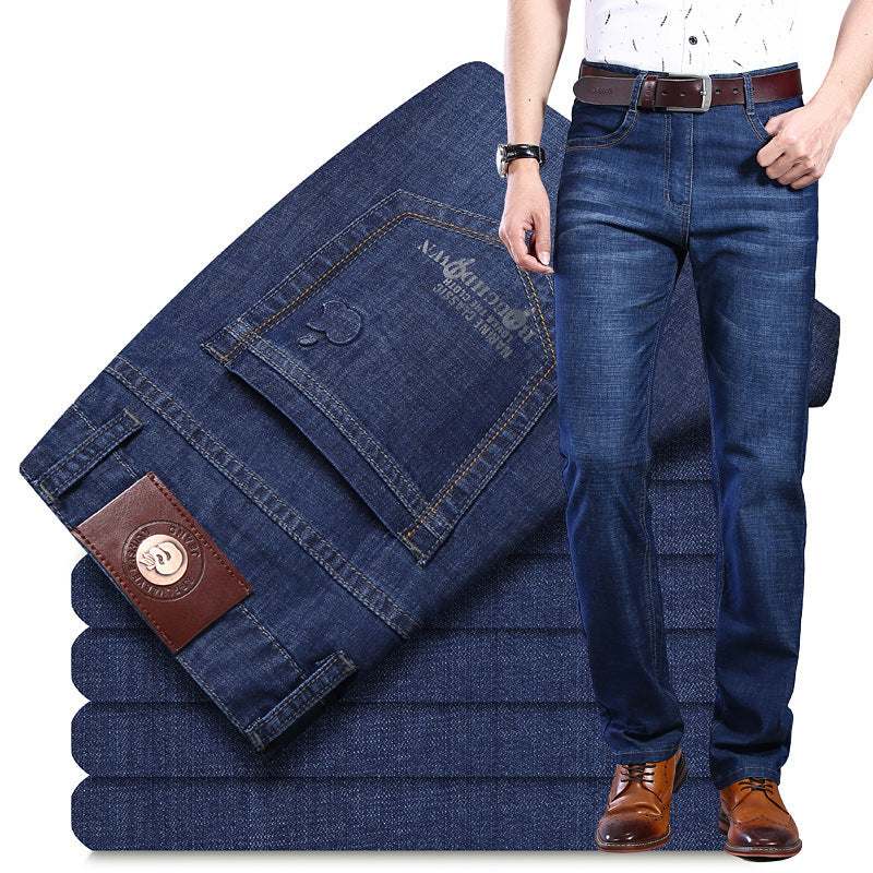 Men&#039;s Denim Trousers Casual Business Straight Trousers Loose Trousers Denim Trousers