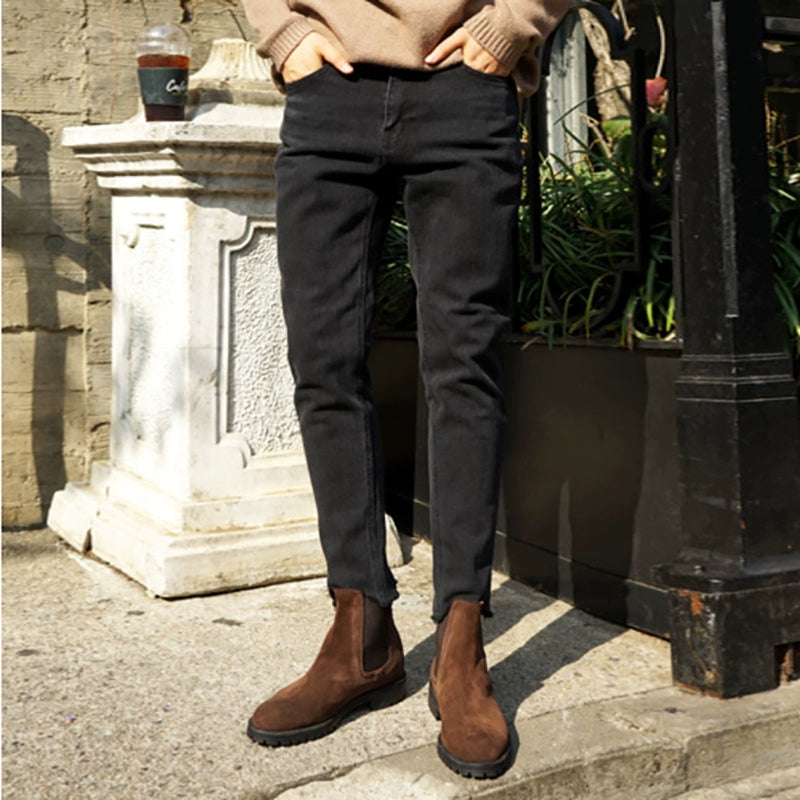 Jeans Men&#039;s Trendy Brand Slim Feet Trendy Nine-point Pants Straight Hole Casual Pants 2022 Spring Men&#039;s Pants